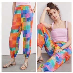 LIVELY! 🏳️‍🌈 FARM Rio Colorful Rainbow Plaid Joggers NWT